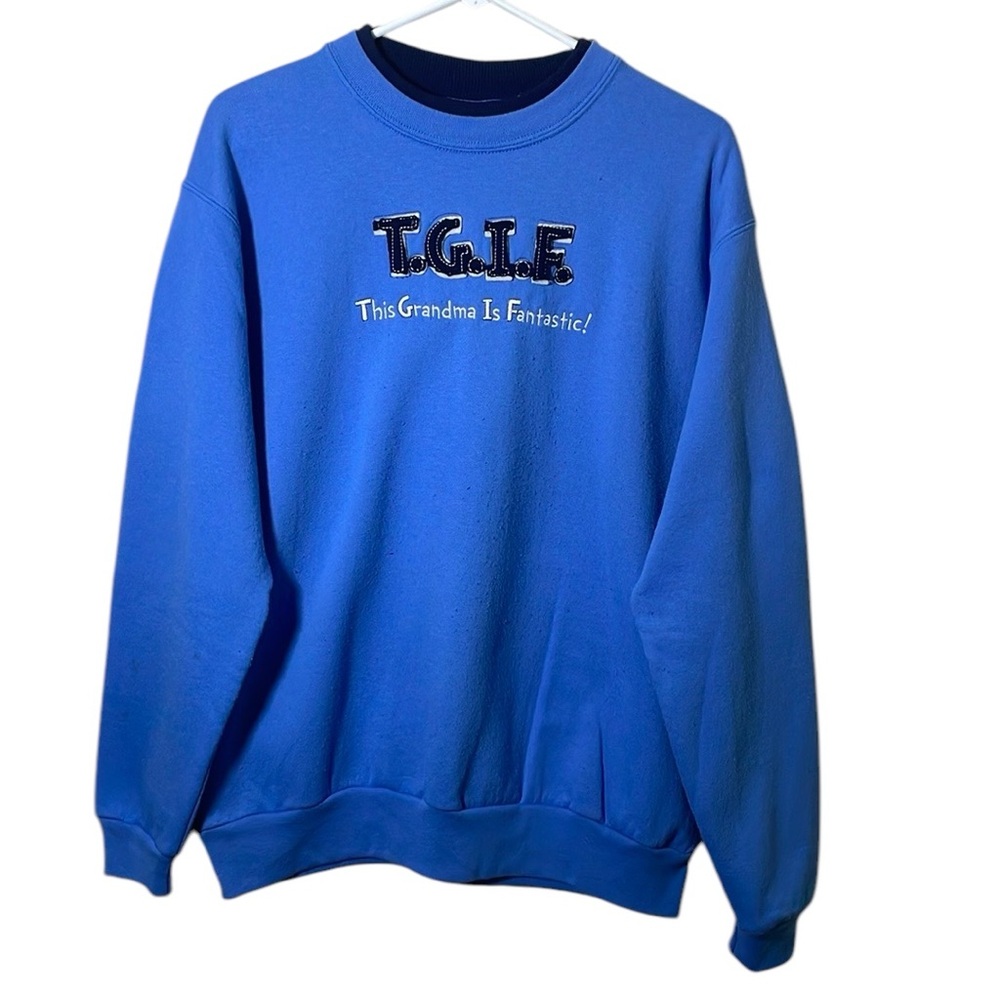 Top Stitch By Morning Sun T.G.I.F. Blue/Navy Blue Vintage Women Sweatshirt